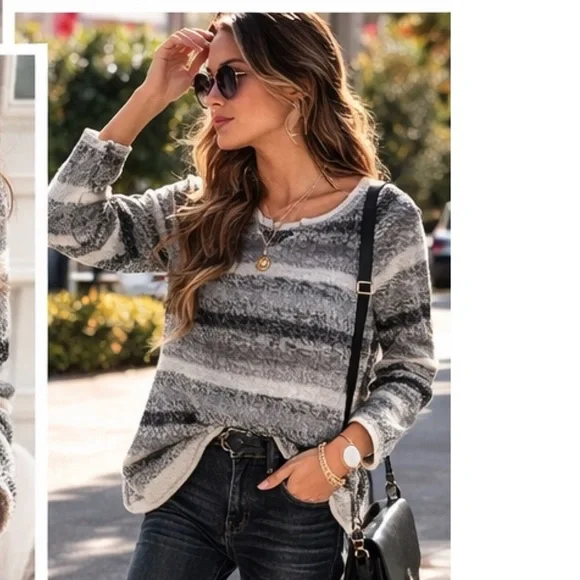 Eddie Bauer Long sleeve cotton striped sweater - Picture 3 of 15